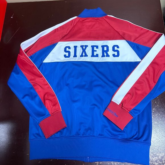 Mitchell & Ness Mens Multicolor Philadelphia 76ers Tailored Fit Jacket Size XL - Picture 2 of 4